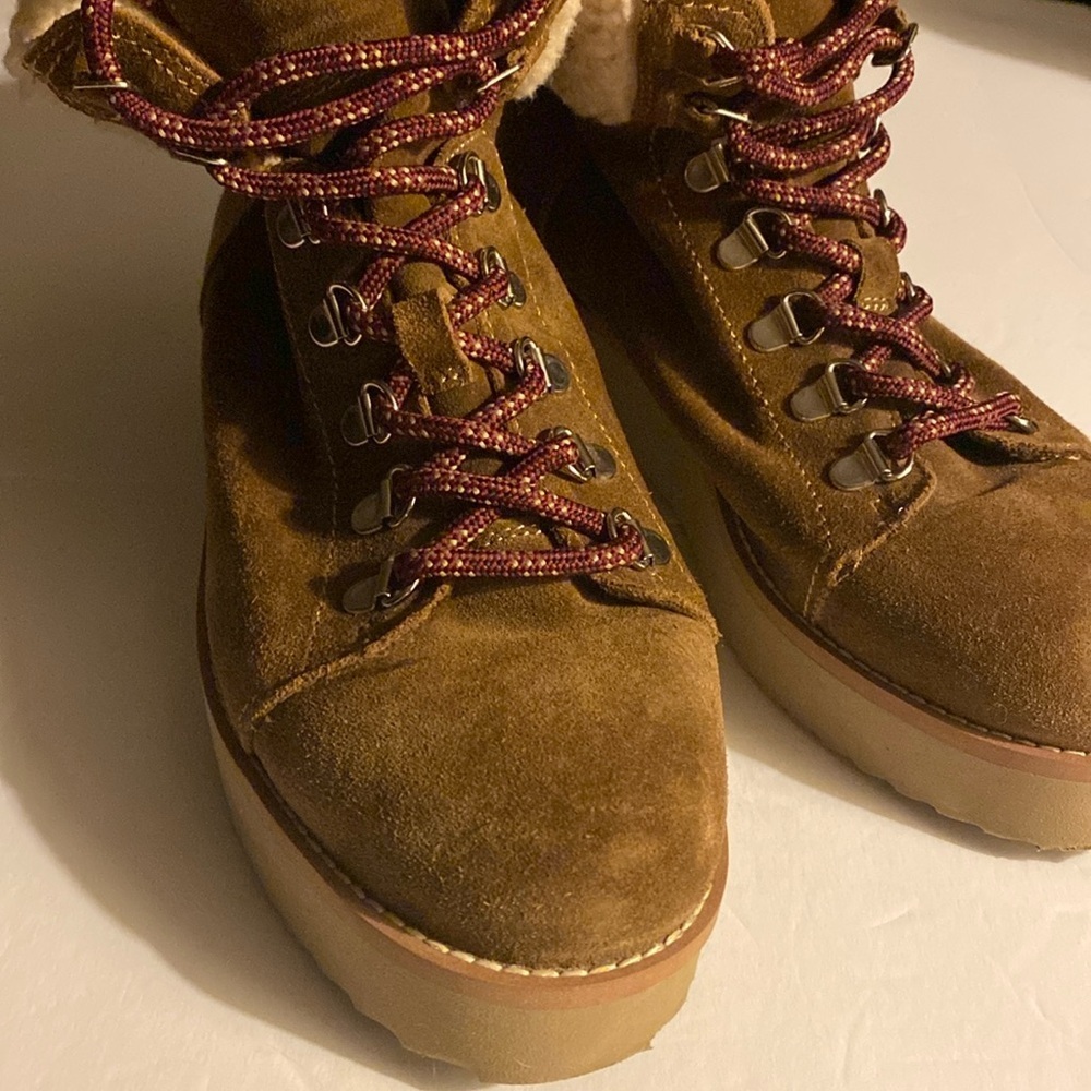 Sam Edelman Boots, Hiking Boots, Suede Leather, Sherpa, Sz 7.5, Gorpcore - Picture 2 of 14